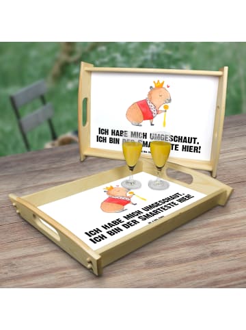 Mr. & Mrs. Panda Servierplatte Capybara König mit Spruch in Weiß