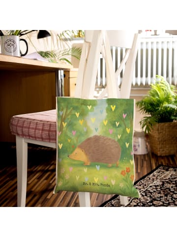 Mr. & Mrs. Panda Tasche Igel Herzen Design ohne Spruch in Weiß