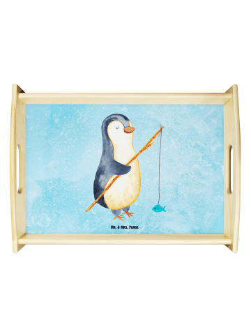Mr. & Mrs. Panda Servier Tablett Pinguin Angler ohne Spruch in Eisblau