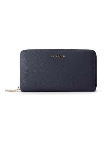 Lazarotti Bologna Leather XL Zip-Around Geldbörse Leder 19 cm navy