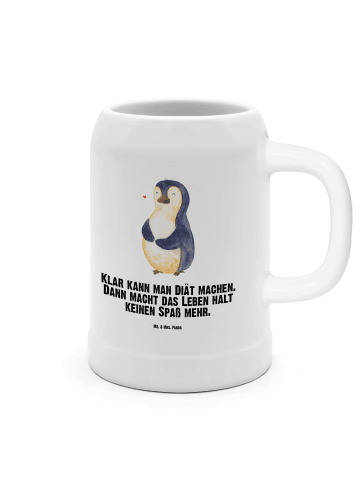 Mr. & Mrs. Panda Bierkrug Pinguin Diät mit Spruch in Weiß