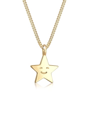 Elli Halskette 925 Sterling Silber Astro, mit Smiling Face, Smiling Face, Sterne, Stern in Gold