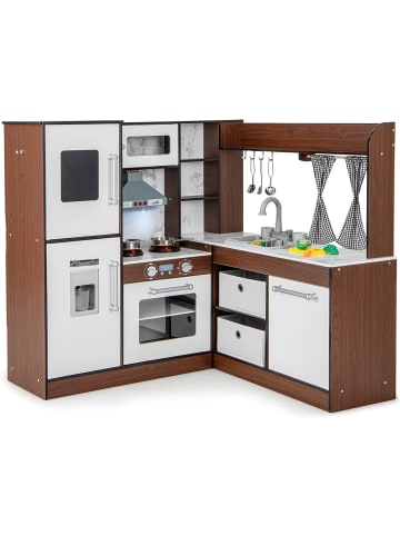 COSTWAY Kinderküche mit Wasserpumpfunktion in Braun
