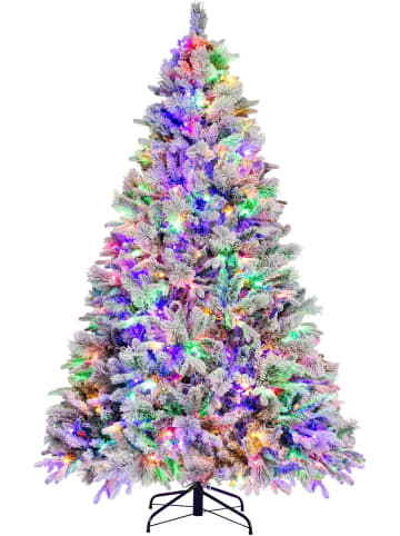 COSTWAY 210 cm Künstlicher Weihnachtsbaum mit Beleuchtung in Weiß