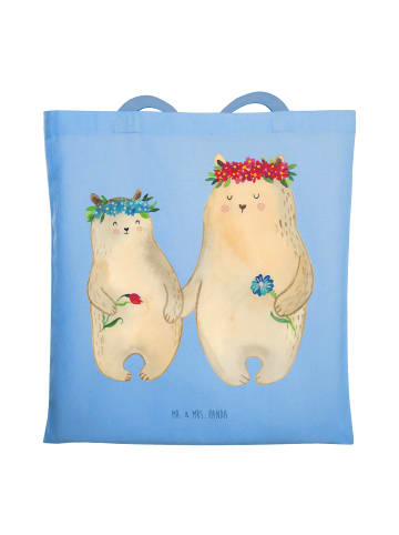 Mr. & Mrs. Panda baumwoll shopper Bären mit Blumenkranz ohne Spruch in Sky Blue