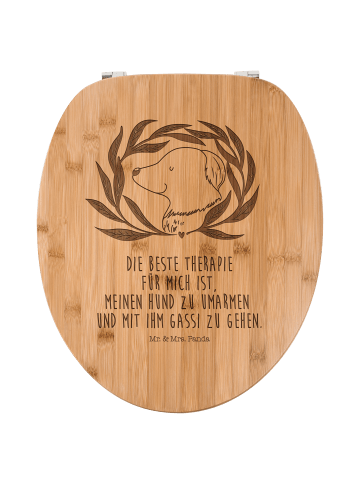 Mr. & Mrs. Panda Holz Toilettensitz Hund Blumen mit Spruch in Transparent