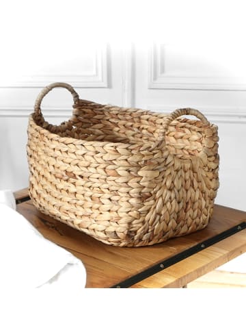 CALICOSY Korb mit Griffen in Beige - (W)46 x (H)27 x (L)27 cm