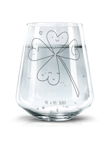 Mr. & Mrs. Panda Glas Blume Kleeblatt ohne Spruch in Transparent