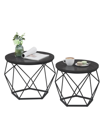 VASAGLE 2er-Set:Couchtisch rund Island in Schwarz - (B)60 x (H)45 x (T)60 cm