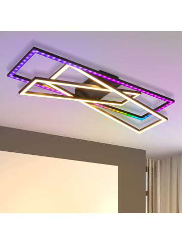 ZMH LED Deckenleuchte in Schwarz 36W Dimmbar RGB 3-flammige rechteckig Modern