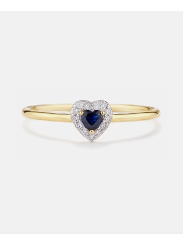 Diamant L'éternel Ring, mit Saphir, 375 Gelbgold