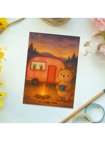 Mr. & Mrs. Panda Ansichtskarte Bär Camper Design ohne Spruch in Weiß