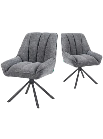 DUBI Möbel 2er-Set: Drehstuhl Mika-Mira in Grau - (B)60 x (H)88 x  (T)68 cm
