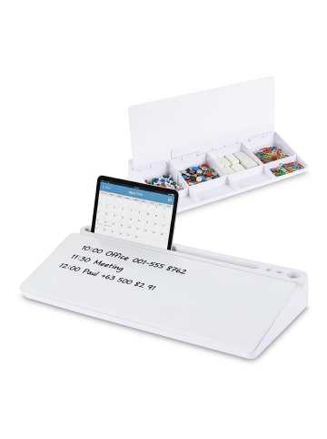 relaxdays Schreibtisch Organizer in Weiß - (B)40 x (H)5,5 x (T)18 cm