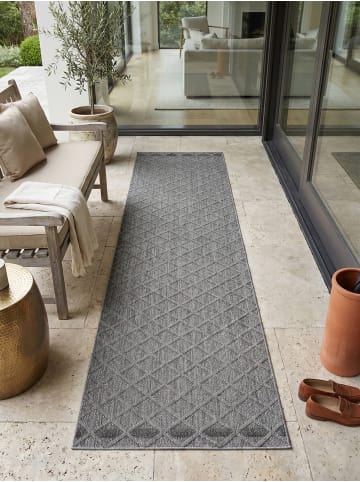 Teppich Outdoor Waschbar Raute IMST Strapazierfähig OEKO-TEX Balkon in Grau