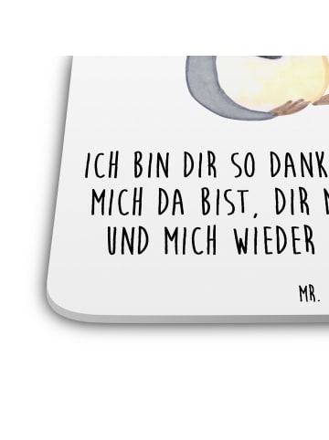 Mr. & Mrs. Panda Untersetzer für Gläser Pinguine trösten mit Spruch in Weiß