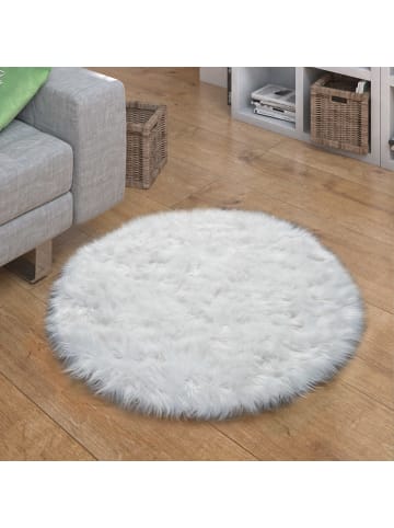 KADIMA DESIGN Hochflor Teppich Shaggy waschmaschinenwaschbar Einfarbig in Weiß