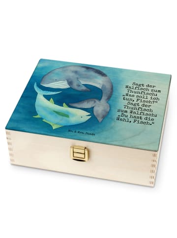 Mr. & Mrs. Panda Teebox Walfisch Thunfisch Design mit Spruch in Weiß