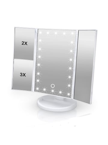 Intirilife Schminkspiegel mit LED - klappbarer Tischspiegel in Weiß