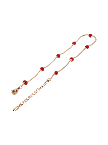 faina Women Ankle Bracelet in Rose Gold Red
