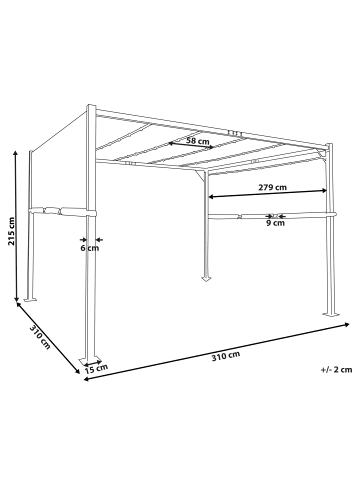 Beliani Garten-Pergola PARGA in Grau/Schwarz - (W) 310 x (H) 215 x (L) 310 cm