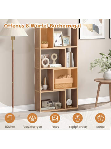 COSTWAY Bücherregal mit 4 Ebenen in Hellbraun