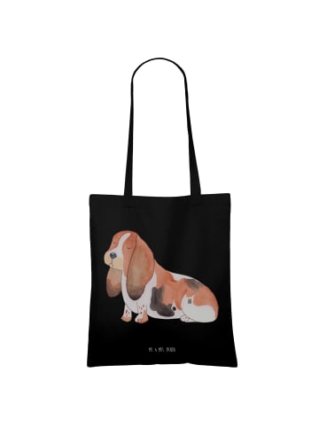 Mr. & Mrs. Panda Shopping Tasche Hund Basset Hound ohne Spruch in Schwarz