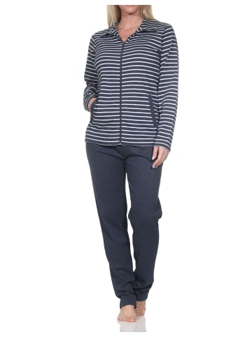 NORMANN Interlock Hausanzug langarm in navy-mel.
