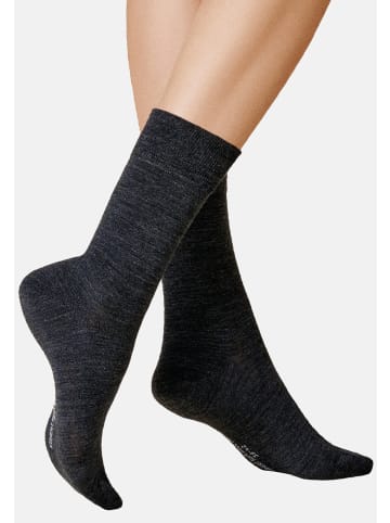 Kunert Socken Soft Wool Cotton druckfreier Bund in Anthrazitmel