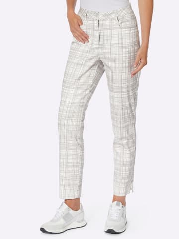 Heine Druckhose in weiß-hellgrau-kariert