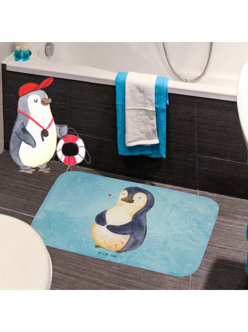Mr. & Mrs. Panda Duschvorleger Pinguin Diät ohne Spruch in Eisblau