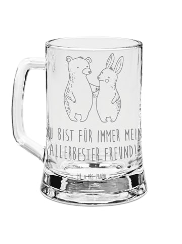 Mr. & Mrs. Panda Bierkrug Bär und Hase Umarmen mit Spruch in Transparent