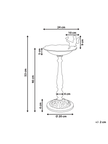 Beliani Vogelbrunnen LARK in Braun - (W) 24 x (H) 53 x (L) 24 cm