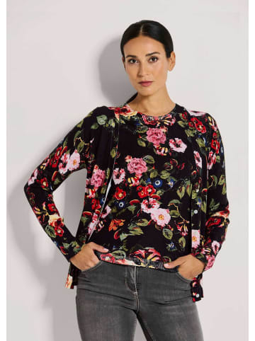 MADELEINE Sommerliche Strickjacke, Unikat-Print in schwarz / rot / multicolor