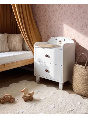 Beliani Nachttisch MIMILI in Weiß/Braun - (W) 40 x (H) 56 x (L) 30 cm