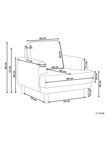 Beliani Sessel TUVE in Weiß/Heller Holzfarbton - (W) 88 x (H) 85 x (L) 90 cm