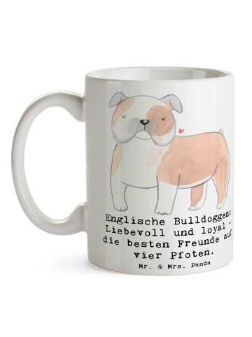 Mr. & Mrs. Panda Trinkbecher Englische Bulldogge Freunde mit Spruch in Weiß