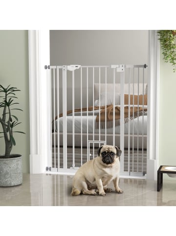 Pawhut Hunde Türschutzgitter Weiß 74-101L x 3,5B x 104,1H cm
