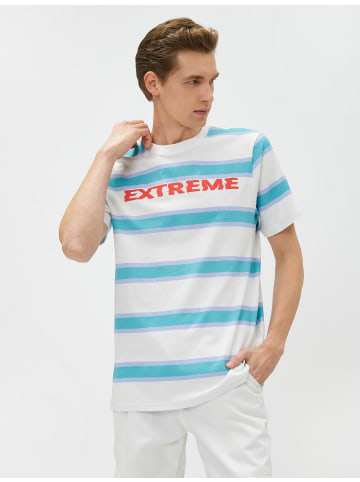 KOTON T-shirt in Türkis Gestreift