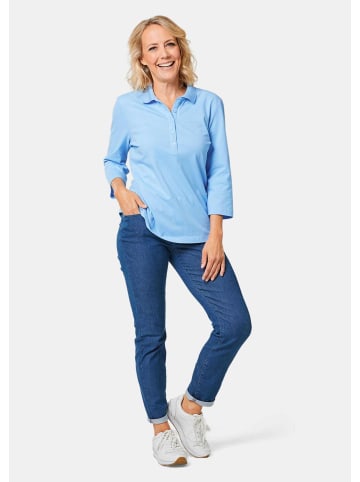 GOLDNER Baumwollshirt mit Glanzakzenten in himmelblau