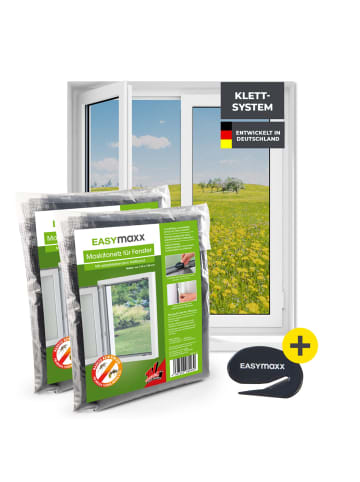 EASYmaxx EASYmaxx Moskitonetz für Fenster mit selbstklebendem Klettband 2er-Set - 110x13