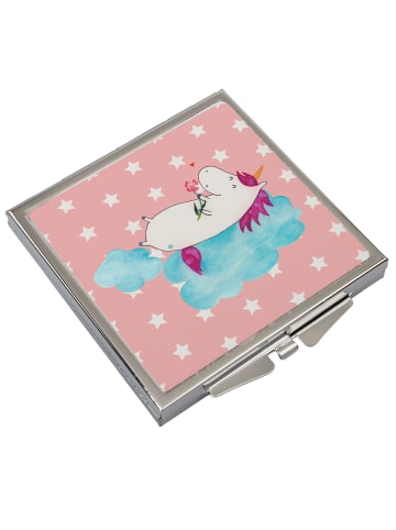 Mr. & Mrs. Panda Handtaschenspiegel quadratisch Einhorn Verliebt... in Rot Pastell