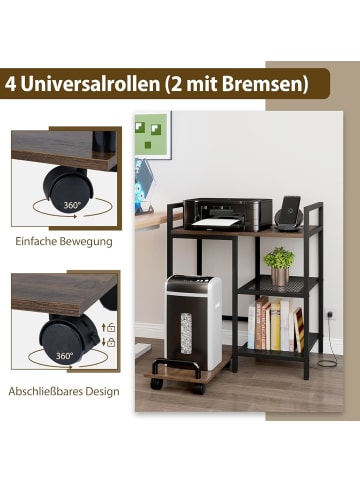 COSTWAY 3-stufig Druckerständer mit Steckdosen in Braun
