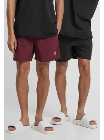 Urban Classics Urban Classics Herren Block Swim Shorts 2-Pack in blk/blk+cherry
