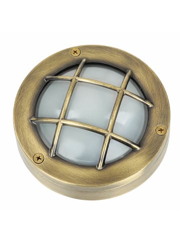 Licht-Erlebnisse Außen Wandlampe Ø 14 x (H)14 cm in Messing Antik