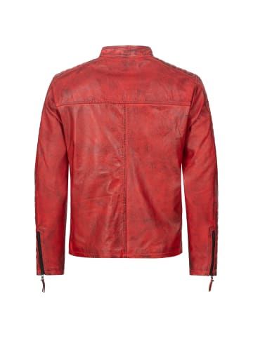 PAULGOS Lederjacke Übergangsjacke Biker Look Echtleder D1 in Rot