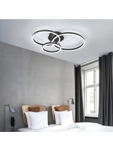 ZMH Deckenleuchte LED in schwarz dimmbar 3-Ringen modern 74 W L82 cm