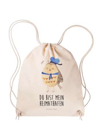 Mr. & Mrs. Panda Sportbeutel Rucksack Eule Matrose mit Spruch in Creme
