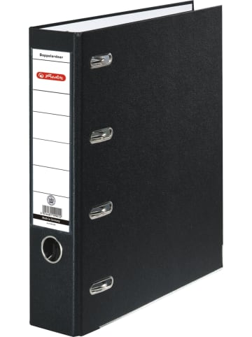 Herlitz Doppelordner A4 maX.file protect für 2xA5 quer 70mm Rücken PP schwarz