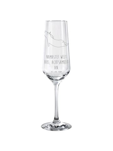 Mr. & Mrs. Panda Sektglas Einhorn Yoga mit Spruch in Transparent